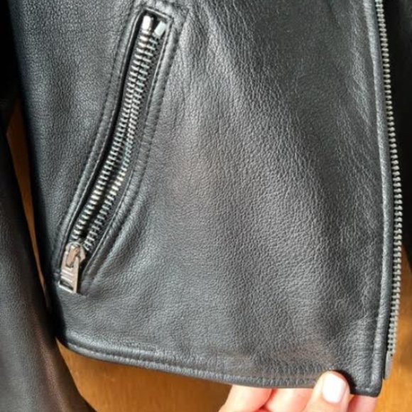 All Saints Black Leather Moto Jacket - Picture 6 of 7